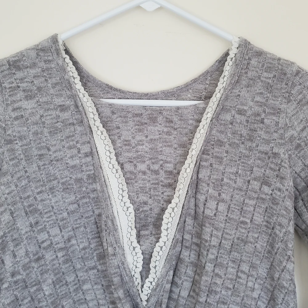 Abercrombie Kids Ribbed Grey Sweater with Twisted Back